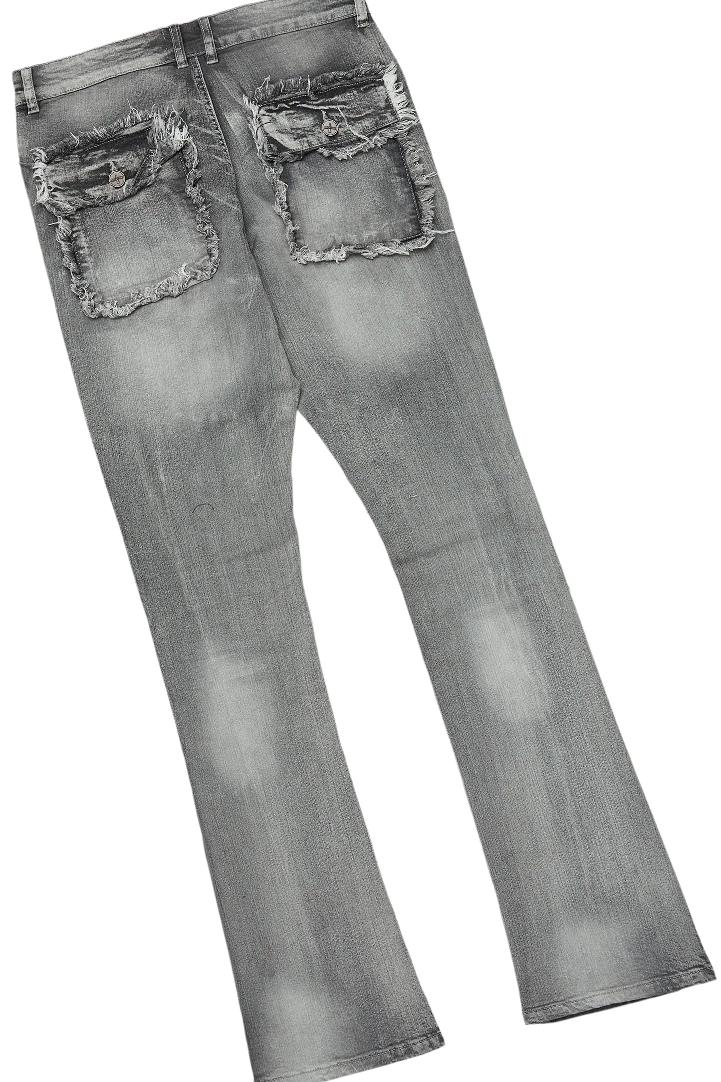 All Seeing Eyes White/Grey Long Sleeve T-Shirt/Stacked Flare Cargo Jean Bundle