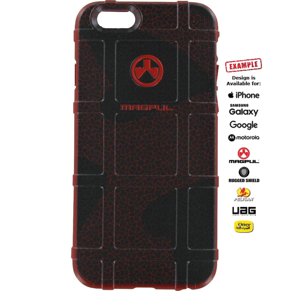 CLEARANCE - Magpul Industries Custom UV-Laser Printed Apple iPhone 6/6s ONLY Magpul Matrix Pattern in Black On Red Case (one-off sample) -EGO61