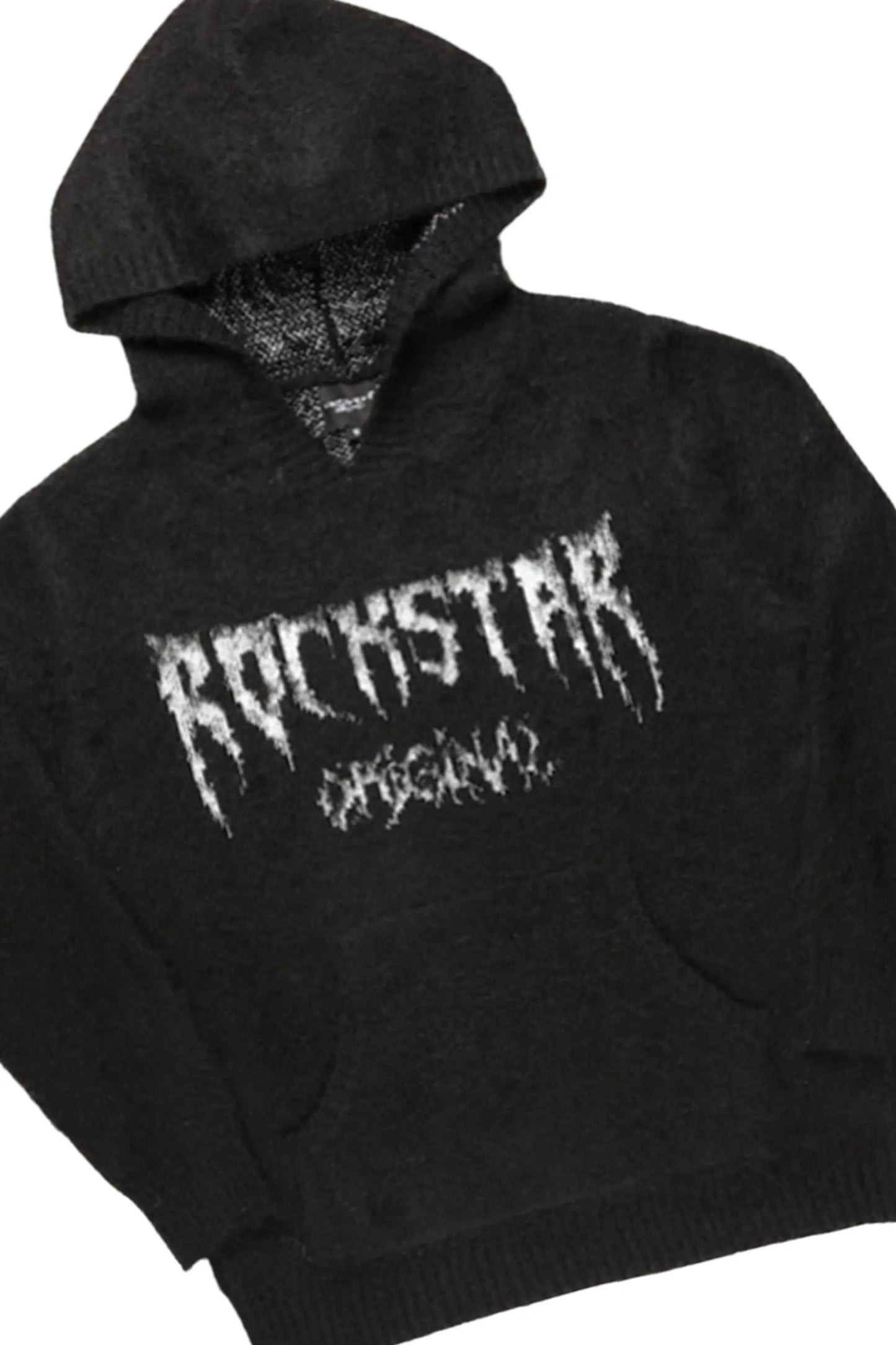 Boys Andros Black Mohair Hoodie/Stacked Flare Jean Set