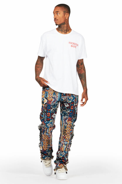 Ayami Blue Slim Tapestry Flare Jean