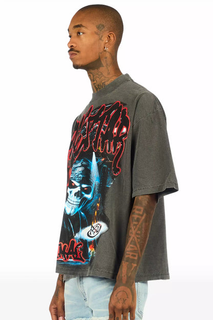 Arvyn Charcoal/Multi Oversized Graphic T-Shirt