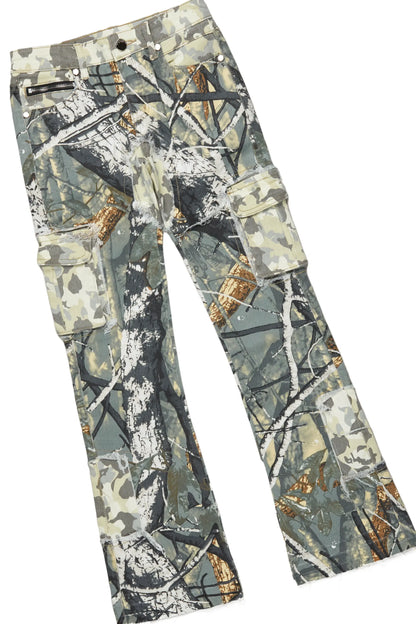 Boys Augustin Grey/Tree Camo Hoodie/Stacked Flare Jean Set