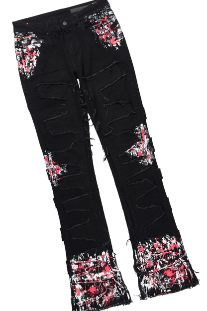 Amos Red/Black Windbreaker/Stacked Flare Jean