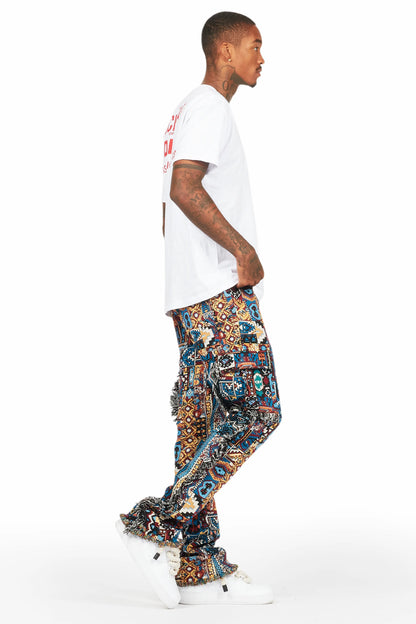 Ayami Blue Slim Tapestry Flare Jean