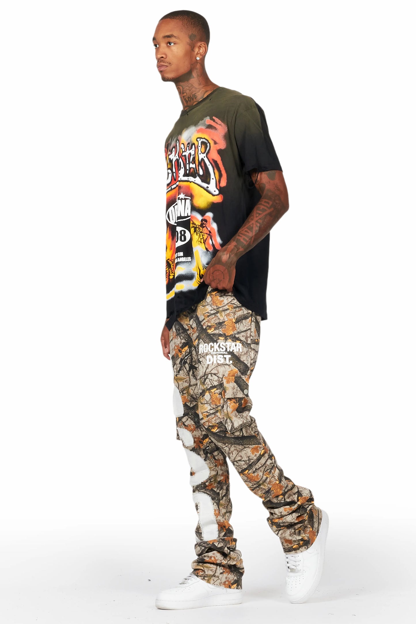 Admir Tree Camo Stacked Flare Pant