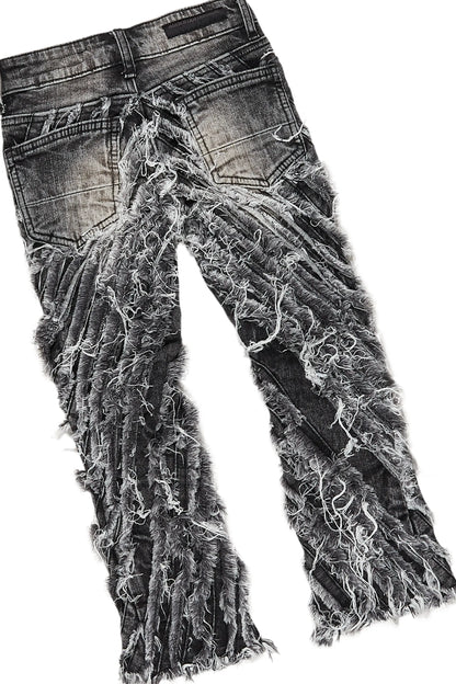 Boys Amina Black T-Shirt/Stack Flare Jean Set