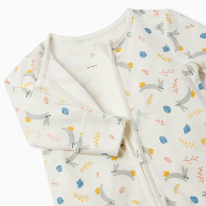 Bunny Print Zip-Up Sleepsuit