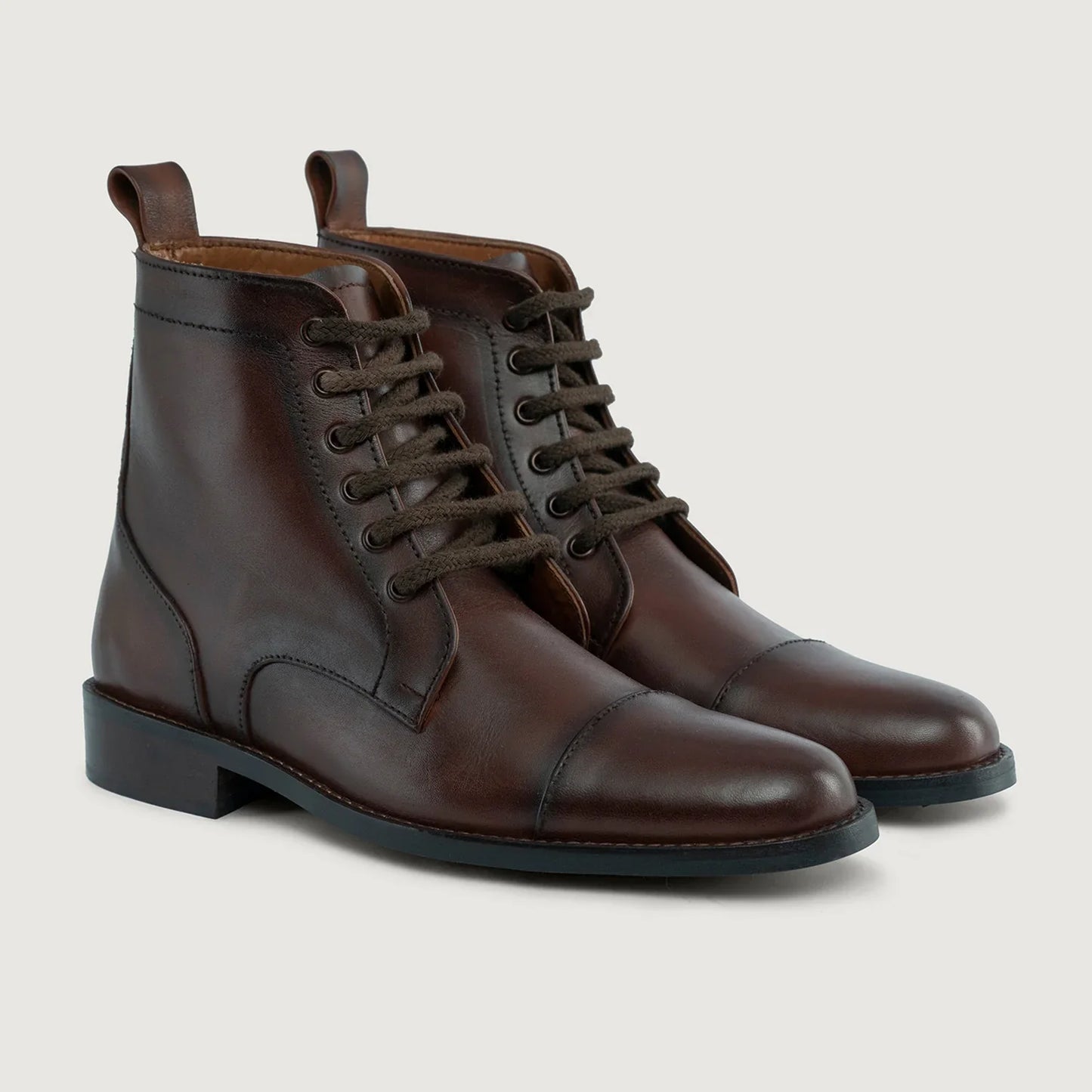 Knight Derby Burnished Brown Leather Boots - StudGuard