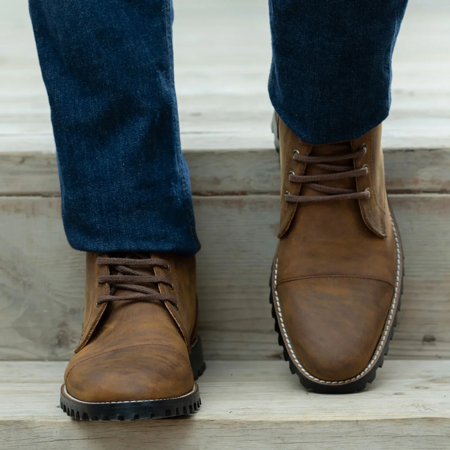 Knight Derby Burnt Copper Pullup Leather Boots - TerraGrip