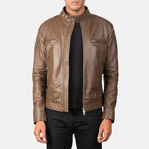 Gatsby Mocha Leather Biker Jacket