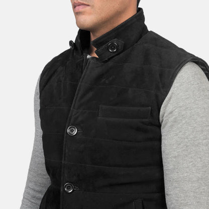 Tony Black Suede Vest