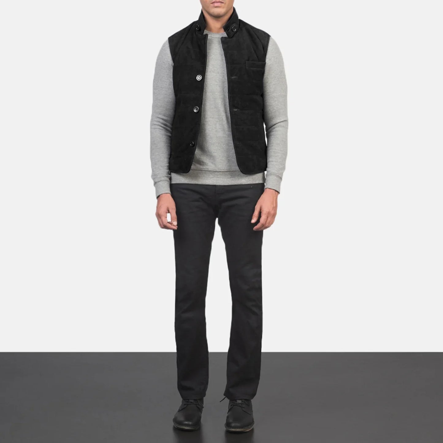 Tony Black Suede Vest