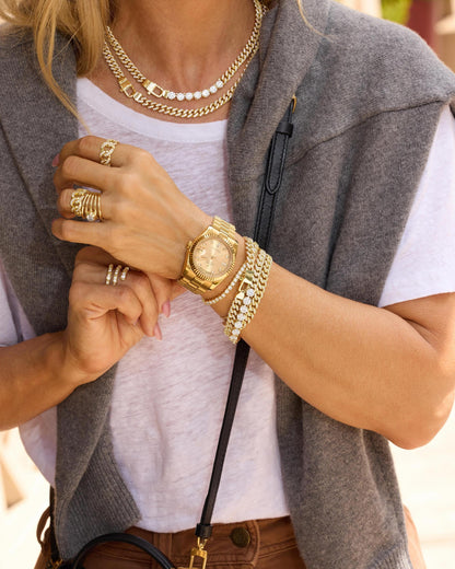 Graduated Pavé Julian Ring - Silver|White Diamondettes