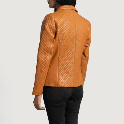 Cora Quilted Brown Leather Blazer